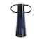 16" Dark Blue Ceramic Textured Cone Vase with Curved Handles